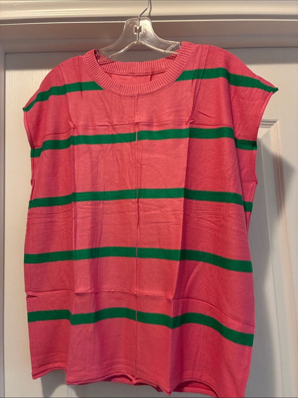Crewneck Stripe Sweater - Pink & Green